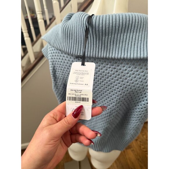 NWT VARLEY Mila Half Zip Quarter Knit Sweater Vest Ashley Blue Size Small - Picture 3 of 4